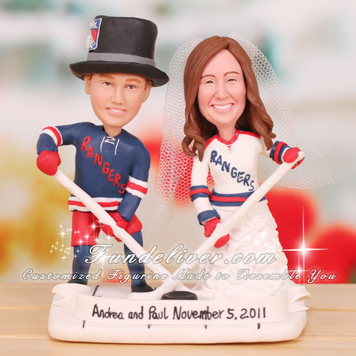 New York Rangers Hockey Wedding Cake Toppers - Click Image to Close